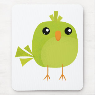 Cute Green Bird Cartoon Mouse Pad