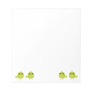 Cute Green Bird Cartoon Notepad