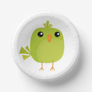 Cute Green Bird Cartoon Paper Plate
