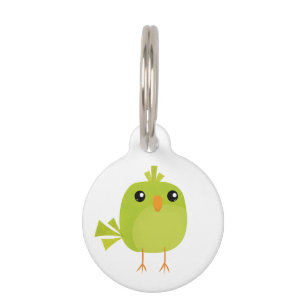Cute Green Bird Cartoon Pet Tag