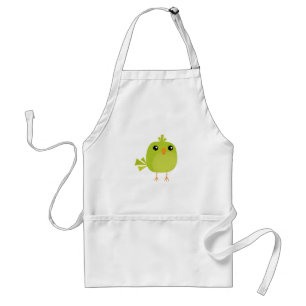 Cute Green Bird Cartoon Standard Apron