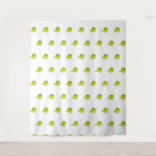Cute Green Bird Cartoon Tapestry