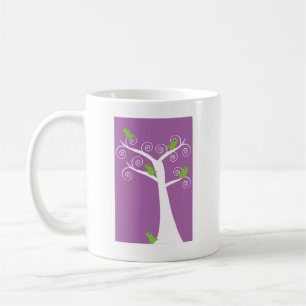 Cute Green Birds Whimsical Nature Design Coffee Mug