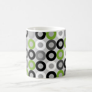 Cute green black and white dots vector pattern coffee mug