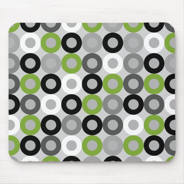 Cute green black and white dots vector pattern mouse pad (Front)
