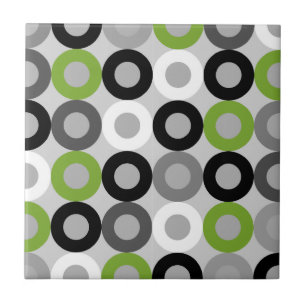 Cute green black and white dots vector pattern tile