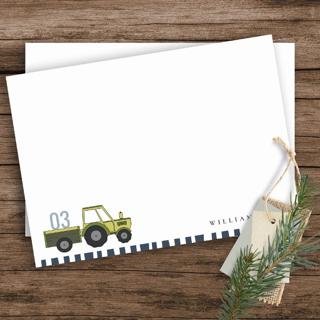 Cute Green Blue Farm Tractor Kids Any Age Birthday Card (Creator Uploaded)