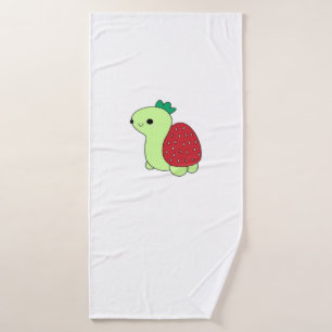 Cute green blushing strawberry turtle Classic T-Sh Bath Towel