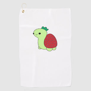 Cute green blushing strawberry turtle Classic T-Sh Golf Towel