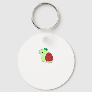 Cute green blushing strawberry turtle Classic T-Sh Key Ring
