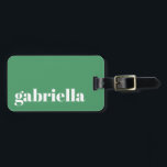 Cute Green Bold Typography Personalised Name Luggage Tag<br><div class="desc">Bold Modern Typography Personalised Name Luggage Tag with White Text on a Kelly Green Background</div>