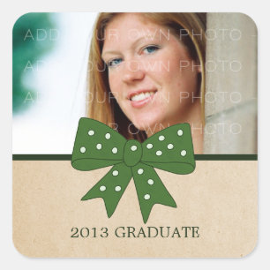 Cute Green Bow Graduation Stickers