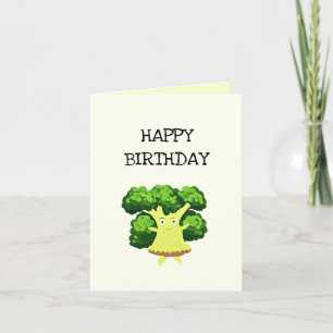 Cute green broccoli holiday card