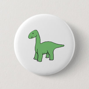 Cute Green Brontosaurus 6 Cm Round Badge