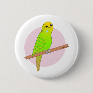 Cute Green Budgie 6 Cm Round Badge