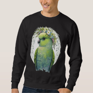 Cute Green Budgie Parakeet Bird Flower Crown Pet B Sweatshirt
