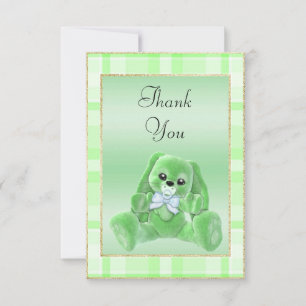 Cute Green Bunny Baby Shower Thank You Card