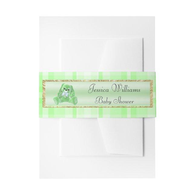 Cute Green Bunny Invitation Belly Band (Front Example)