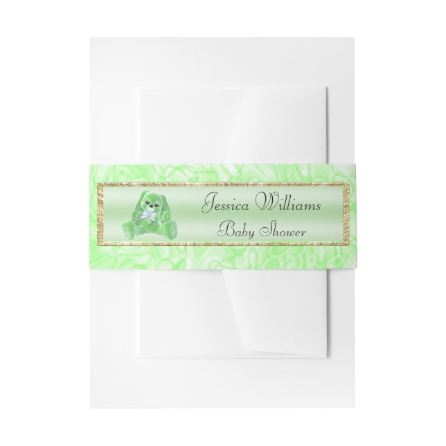 Cute Green Bunny Invitation Belly Band (Front Example)