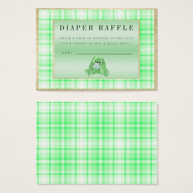 Cute Green Bunny "Raffle" Baby Shower (Front & Back)