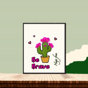 Cute green cactus poster