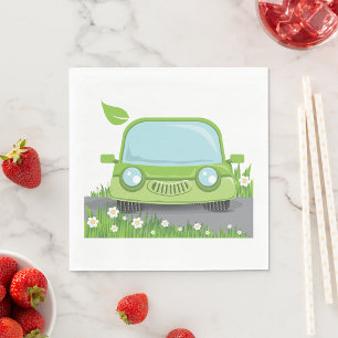 Cute Green Car Napkin
