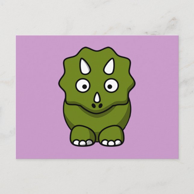 Cute Green Cartoon Dinosaur Postcard (Front)