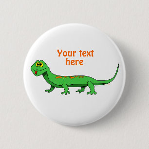 Cute Green Cartoon Lizard Kids Reptile 6 Cm Round Badge