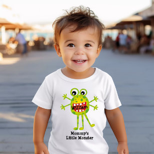 Cute Green Cartoon Monster Funny Fun for Kids Baby T-Shirt