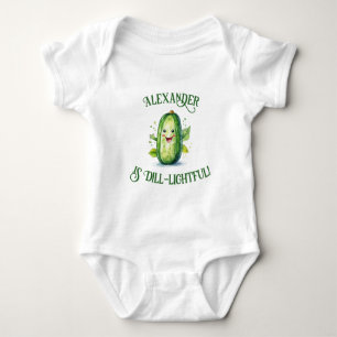 Cute Green Cartoon Pickle Baby Bodysuit