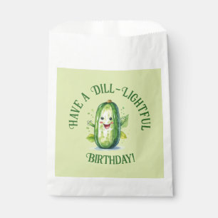Cute Green Cartoon Pickle Birthday Favour Bags