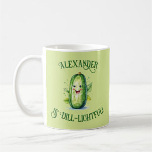 Cute Green Cartoon Pickle Coffee Mug