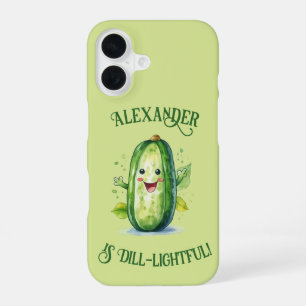 Cute Green Cartoon Pickle iPhone 16 Case
