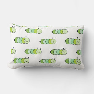 Cute Green Caterpillars and Various Expressions Lumbar Cushion