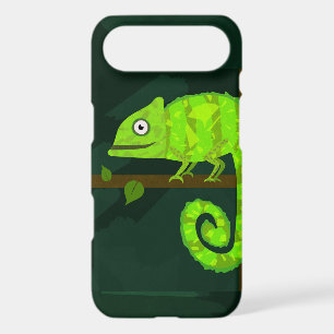 Cute Green Chameleon Illustration Tropical Reptile