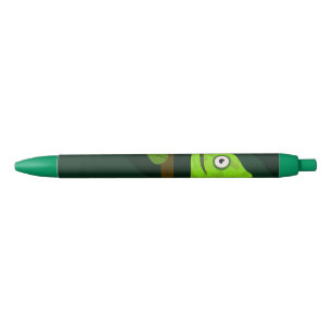 Cute Green Chameleon Illustration Tropical Reptile Black Ink Pen