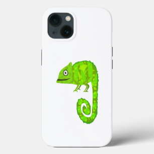 Cute Green Chameleon Illustration Tropical Reptile iPhone 13 Case