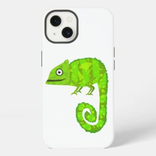 Cute Green Chameleon Illustration Tropical Reptile iPhone 13 Case