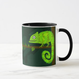 Cute Green Chameleon Illustration Tropical Reptile Mug