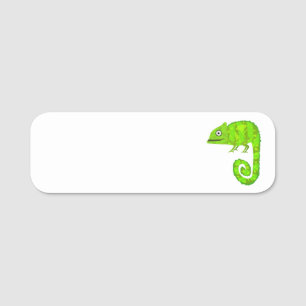Cute Green Chameleon Illustration Tropical Reptile Name Tag