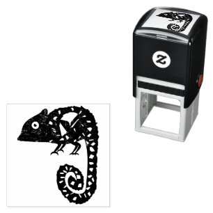 Cute Green Chameleon Illustration Tropical Reptile Self-inking Stamp