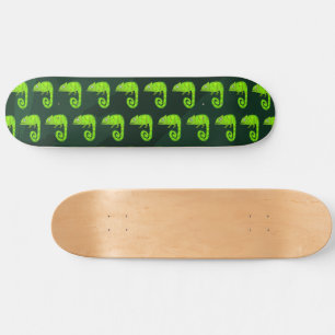 Cute Green Chameleon Illustration Tropical Reptile Skateboard