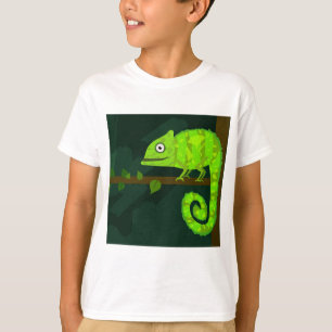 Cute Green Chameleon Illustration Tropical Reptile T-Shirt