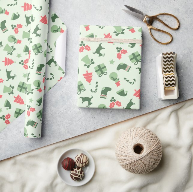 Cute Green Christmas Premium wrapping paper (Crafts)