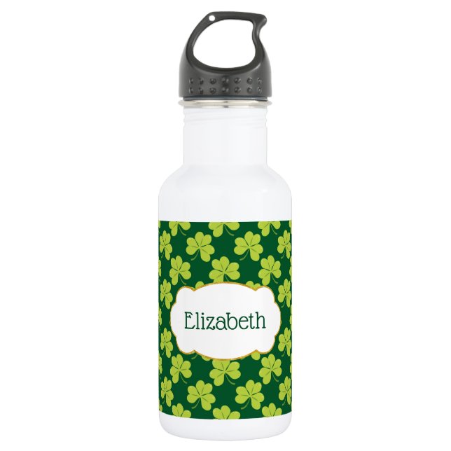 Cute Green Clover Shamrock Pattern 532 Ml Water Bottle (Front)
