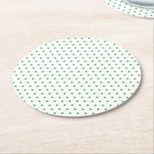 Cute Green Clover Shamrock pattern modern chic Round Paper Coaster