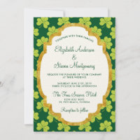 Cute Green Clover Shamrock Pattern Wedding