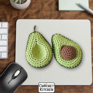 Cute Green Cottagecore Crochet Avocado Monogram Mouse Pad
