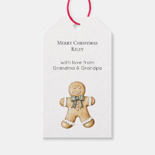 Cute Green Cream Gingerbread Cookies Christmas Gift Tags