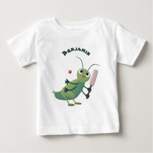 Cute green cricket insect cartoon illustration baby T-Shirt